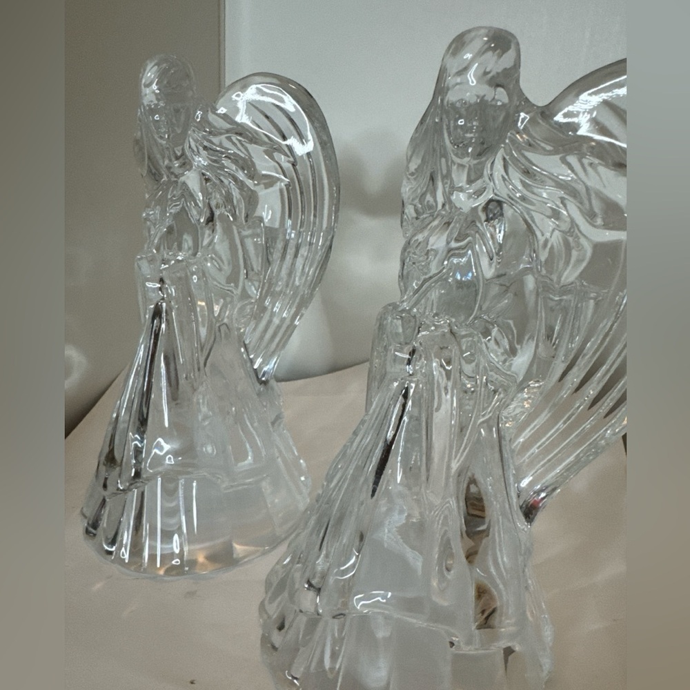Set of 2 Vintage Heavy Lead Crystal Angel Candle holders. (R 6 110125)